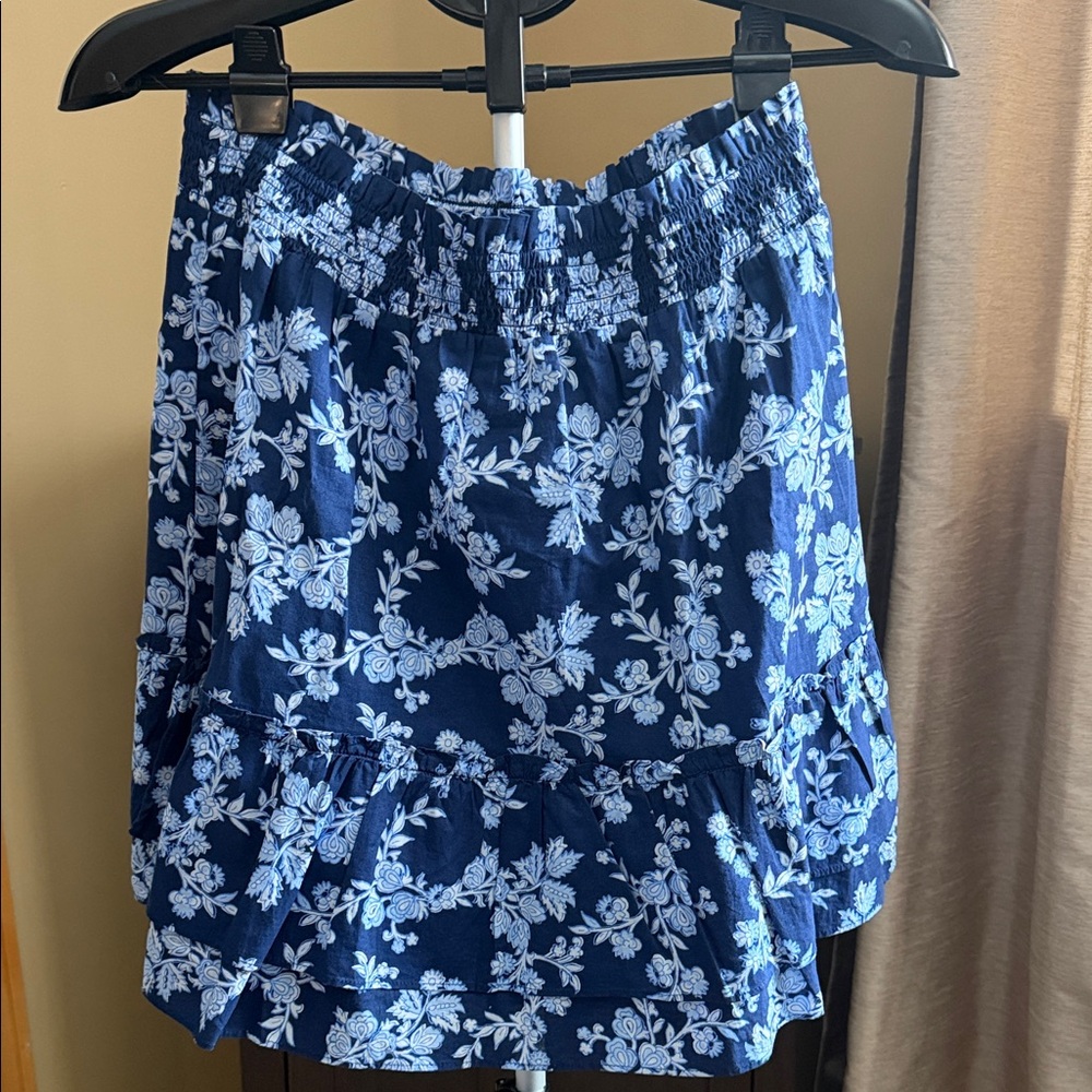 J. Crew Blue and White Floral Mini Skirt